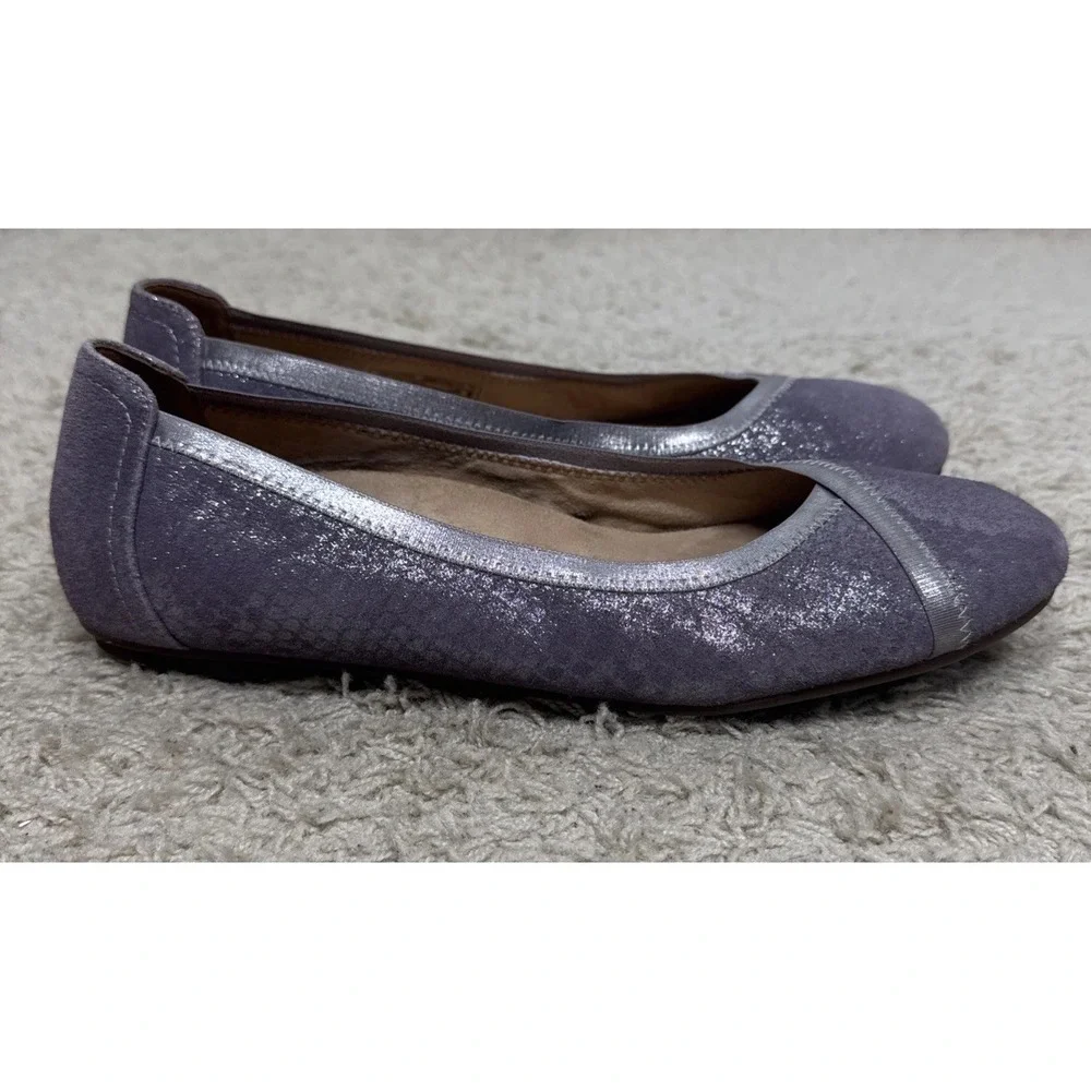Vionic‎ Carroll Metallic Lavender Snakeskin Slip On Ballerina Flats Women's 9.5M